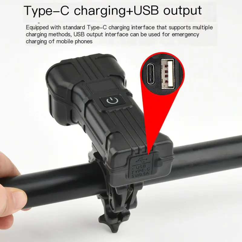 USB Rechargeable Bicycle Front Light — 1200 mAh Option