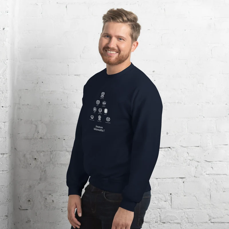 Sweat de Noël Joyeux Kilowatts unisexe - Bleu marine
