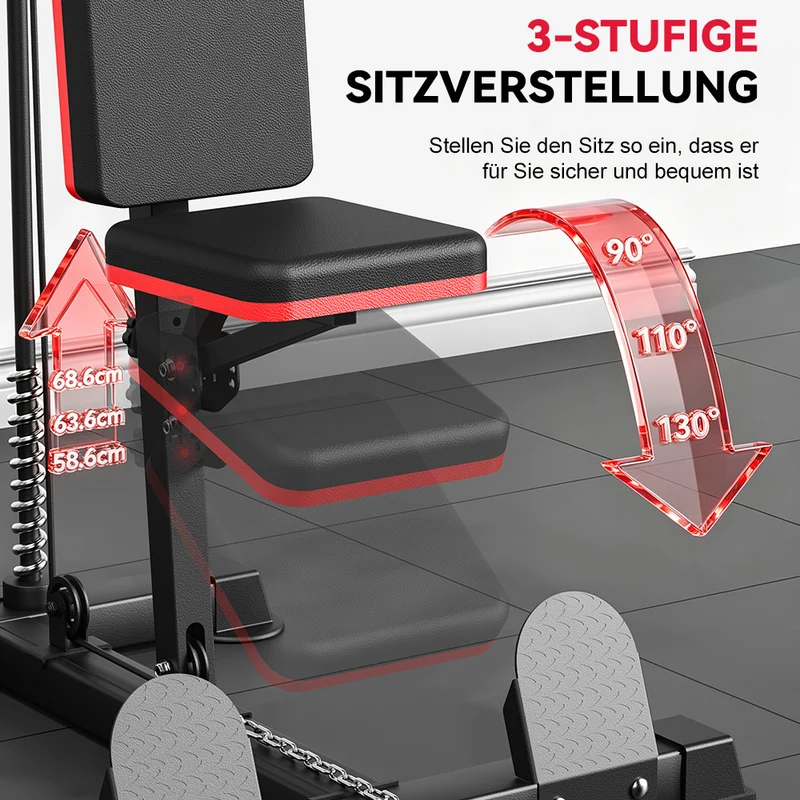 Latzugmaschine mit Hohem und Niedrigem Seilzug