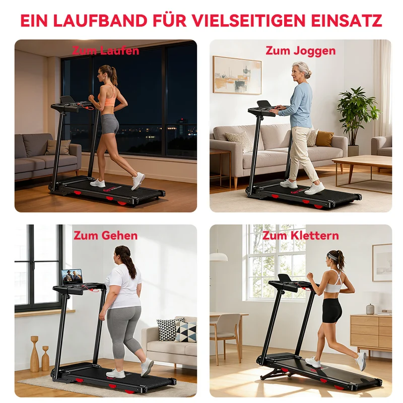 Klappbares Laufband Q5 mit Steigung, Bürstenlosem Motor, Geschwindigkeit 1–12 KM/H
