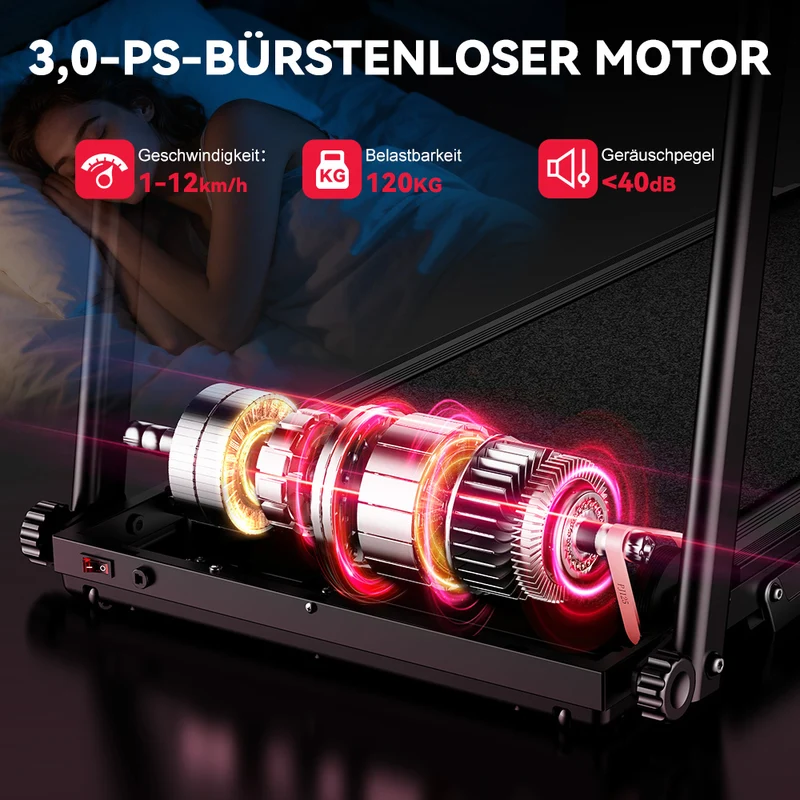 Klappbares Laufband Q5 mit Steigung, Bürstenlosem Motor, Geschwindigkeit 1–12 KM/H