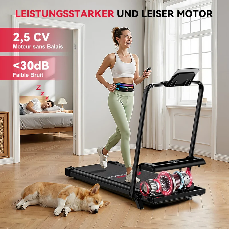 Klappbares Laufband Z3 mit Bürstenlosem Motor, Tempo 1-6KM/H, 5 % Manuelle Steigung
