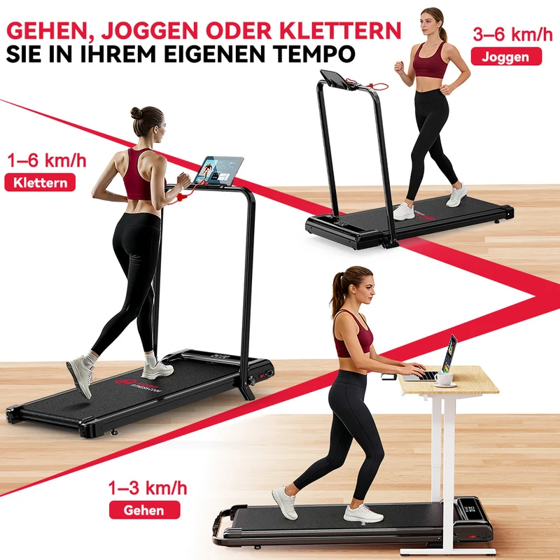 Klappbares Laufband Z3 mit Bürstenlosem Motor, Tempo 1-6KM/H, 5 % Manuelle Steigung