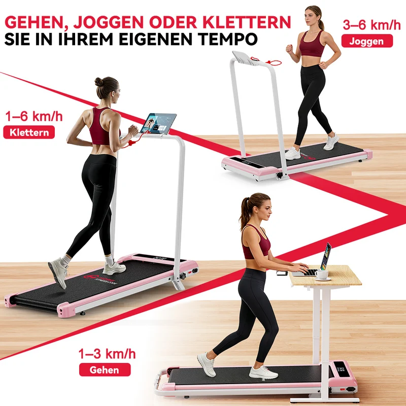 Klappbares Laufband Z3 mit Bürstenlosem Motor, Tempo 1-6KM/H, 5 % Manuelle Steigung