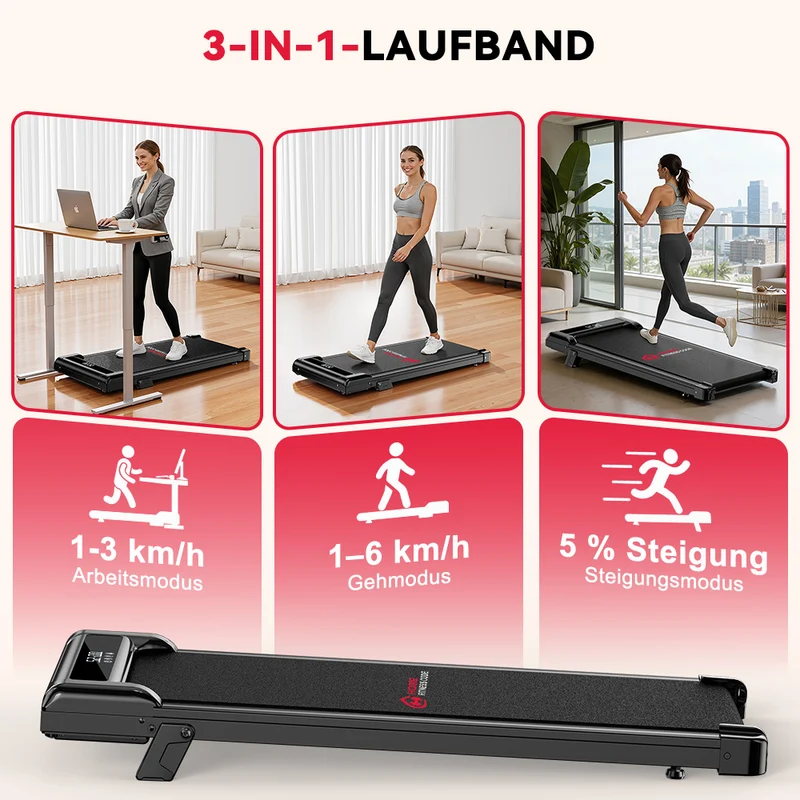 Laufband Z3 mit Bürstenlosem Motor, Tempo 1-6KM/H, 5 % Manuelle Steigung