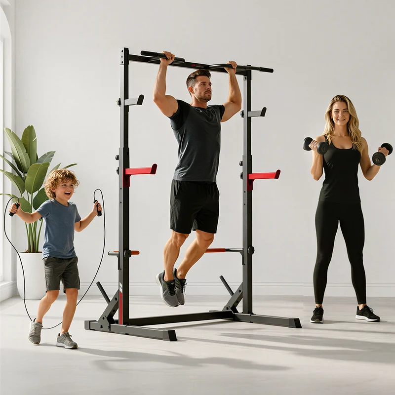 Kniebeuge Half-Rack mit Klimmzugstange