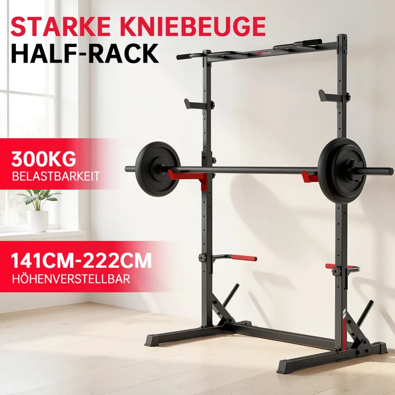 Kniebeuge Half-Rack mit Klimmzugstange