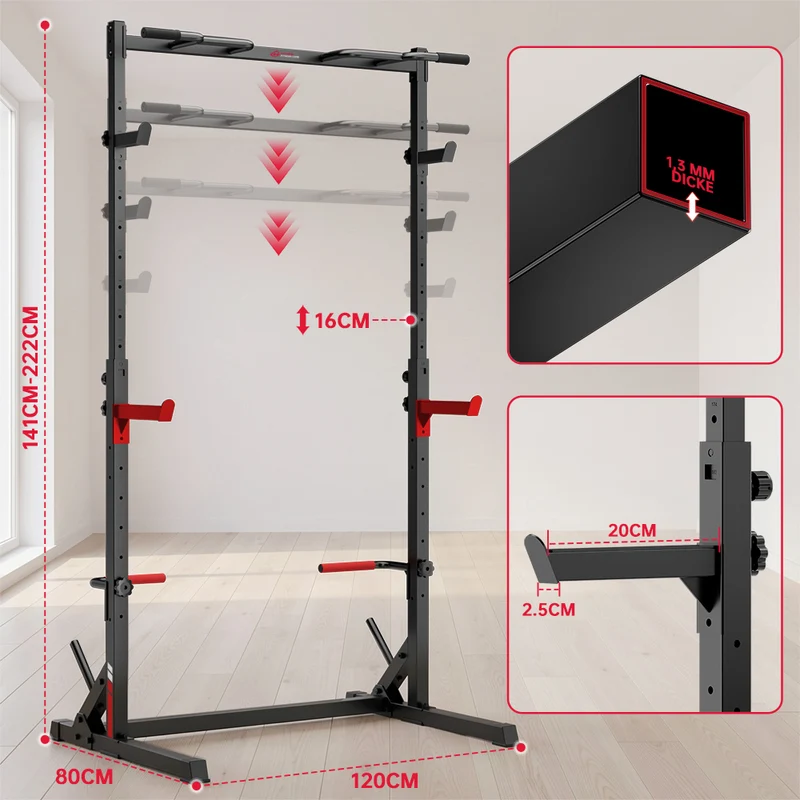 Kniebeuge Half-Rack mit Klimmzugstange