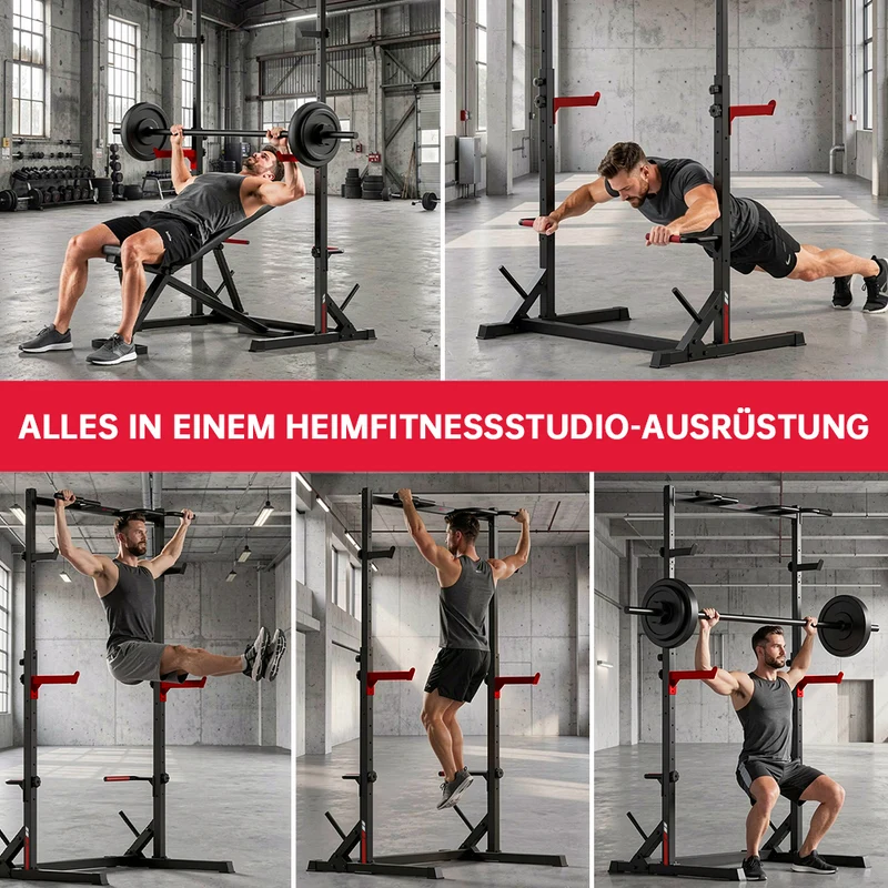 Kniebeuge Half-Rack mit Klimmzugstange