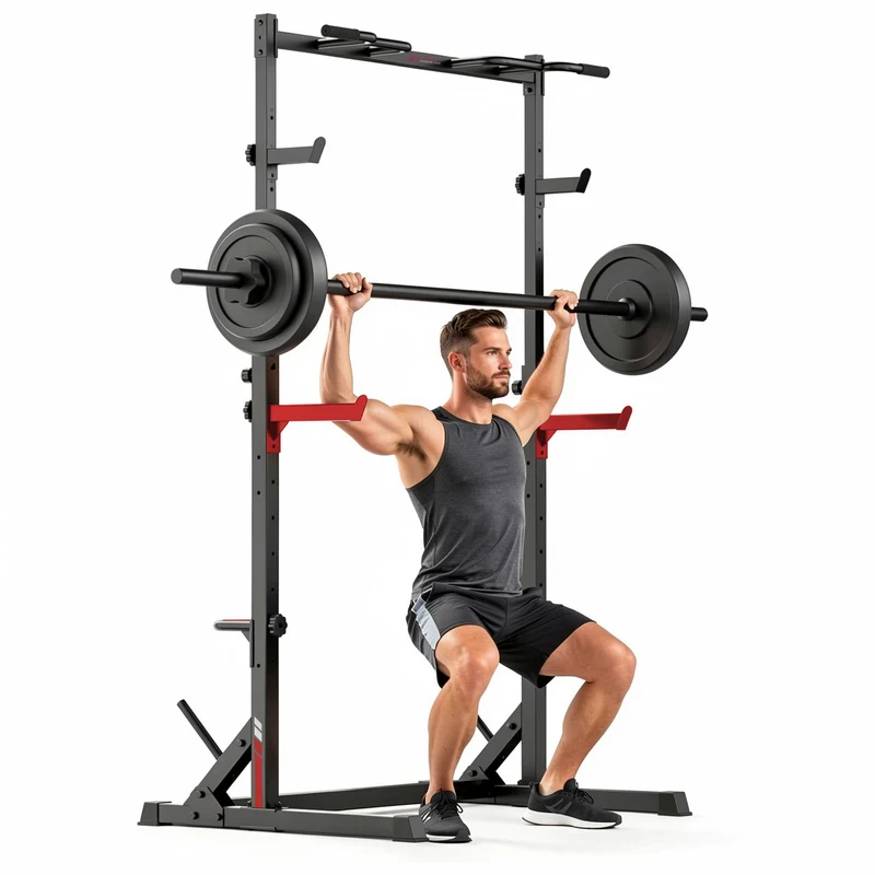 Kniebeuge Half-Rack mit Klimmzugstange