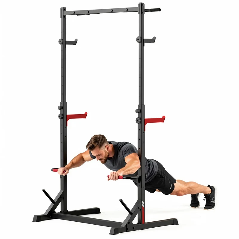 Kniebeuge Half-Rack mit Klimmzugstange