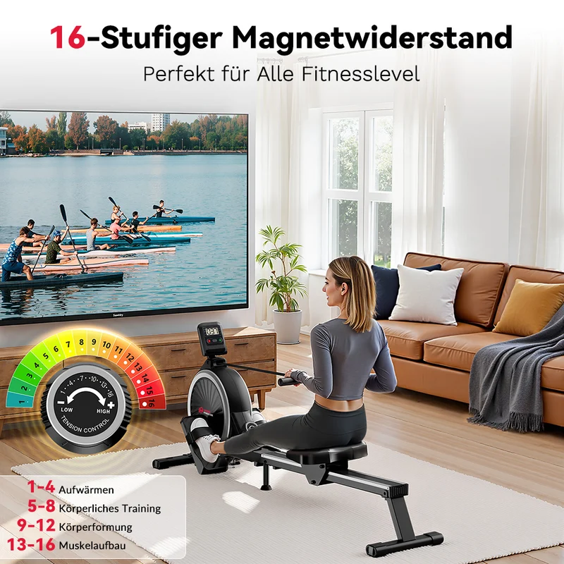 Magnetisches Rudergerät, 16-Stufen-Widerstand