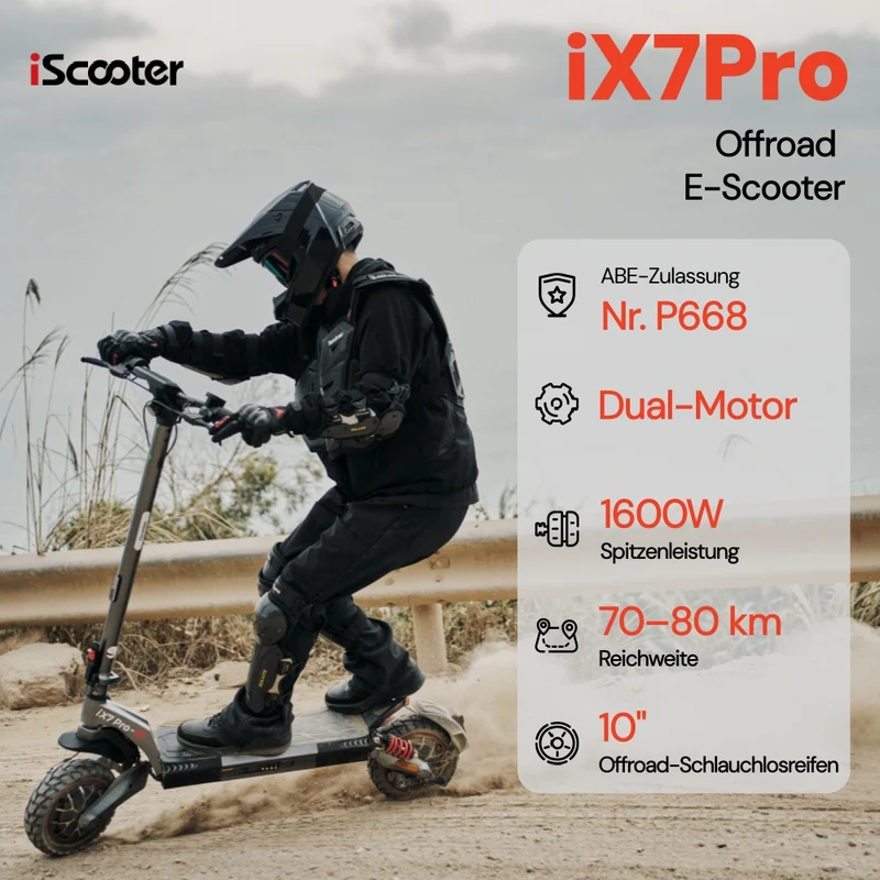 iScooter T8 Offroad-E-Scooter Mit Straßenzulassung (ABE,eKFV)