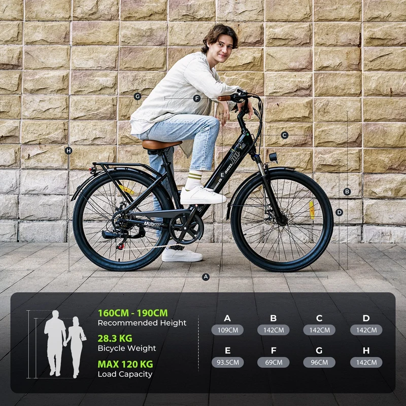 isinwheel Ucitys 1000W Electric Cruiser Bike