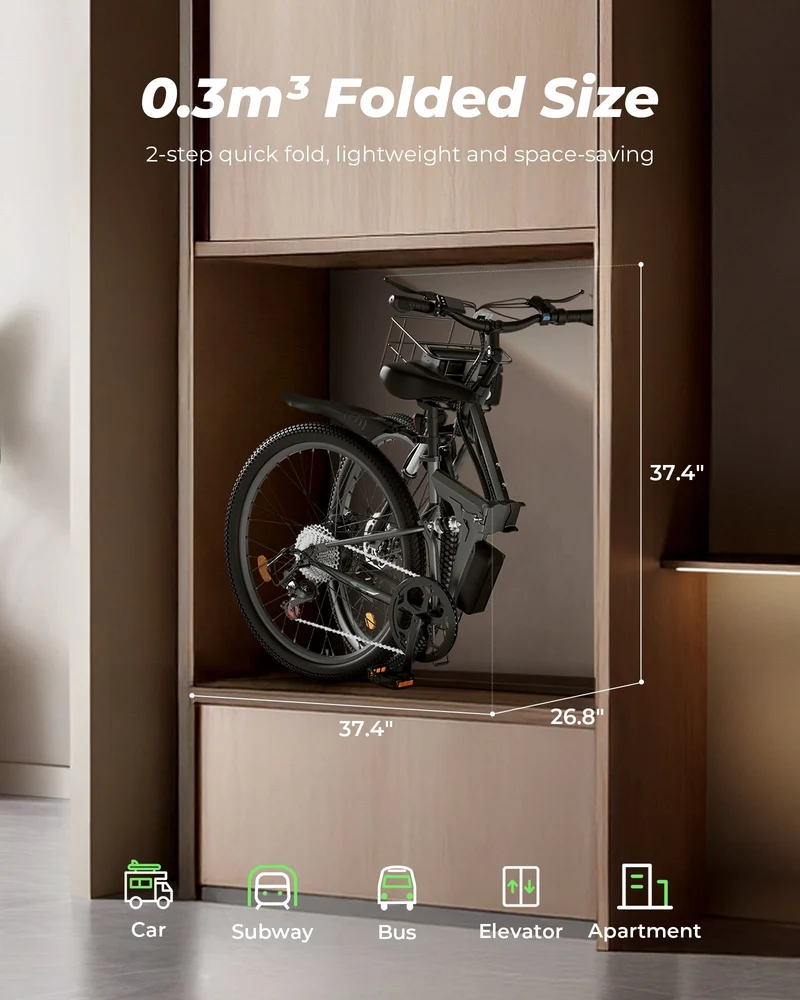 isinwheel M40 750W Folding Electric Bike with Basket