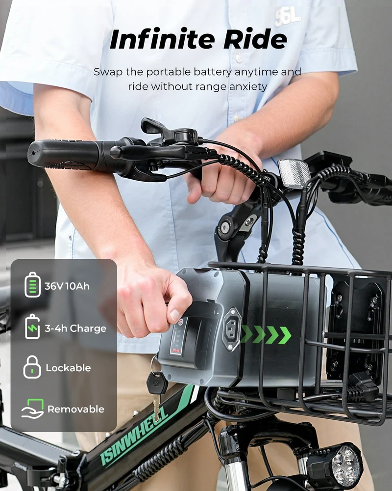 isinwheel M40 750W Folding Electric Bike with Basket