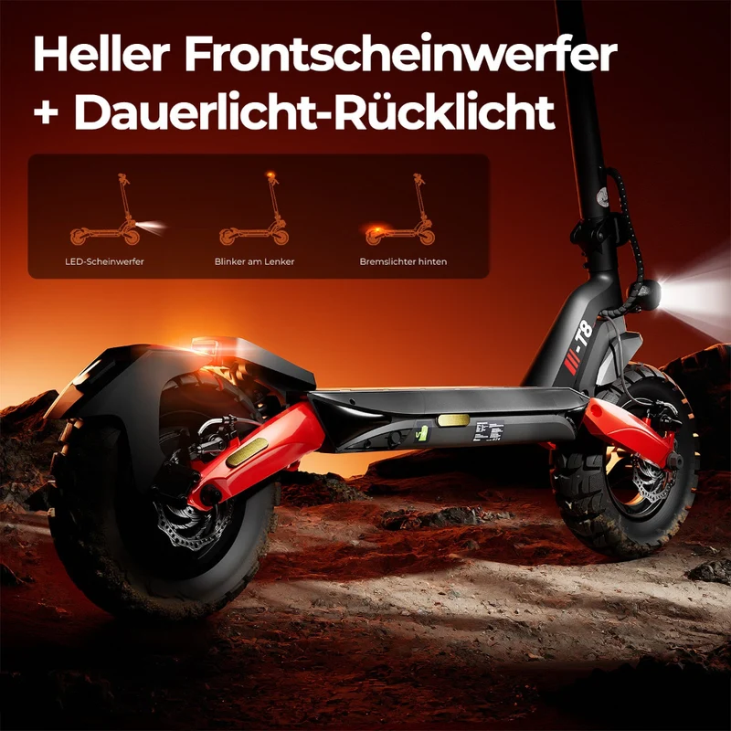 iScooter T8 Offroad-E-Scooter Mit Straßenzulassung (ABE,eKFV)