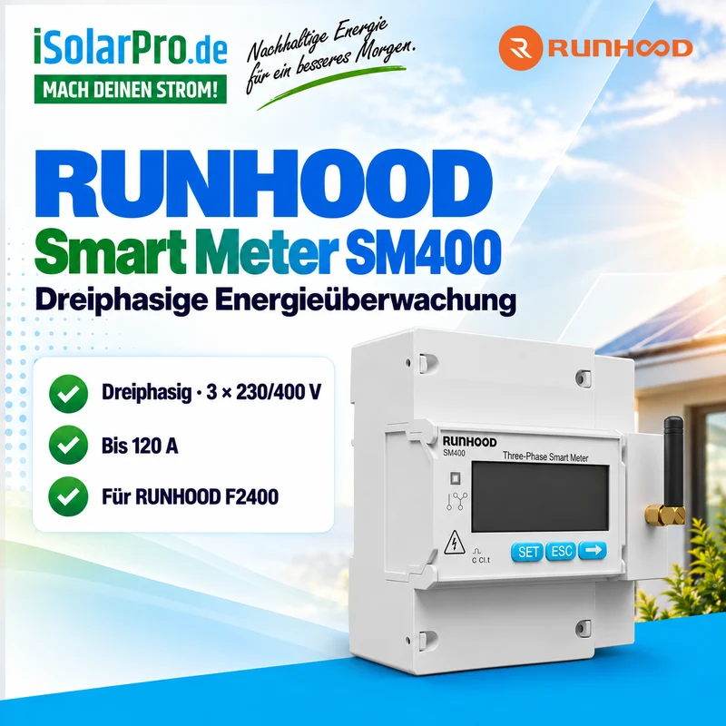 RUNHOOD Smart Meter SM400 – Dreiphasiger Stromzähler · Für F2400 · Energieüberwachung