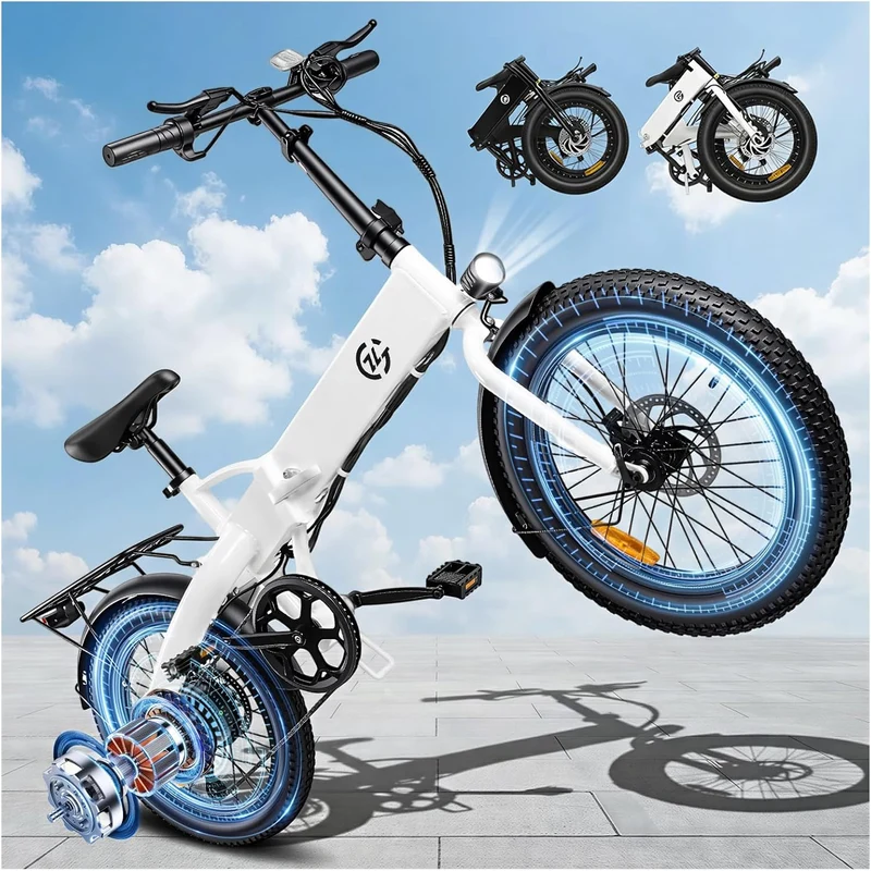 Foldable Electric Bike for Adults | 48V 25MPH | 20" x 3.0" Fat Tire