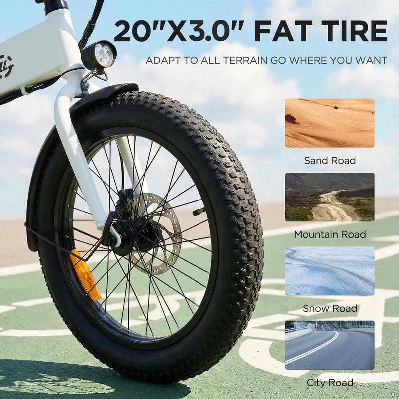 Foldable Electric Bike for Adults | 48V 25MPH | 20" x 3.0" Fat Tire