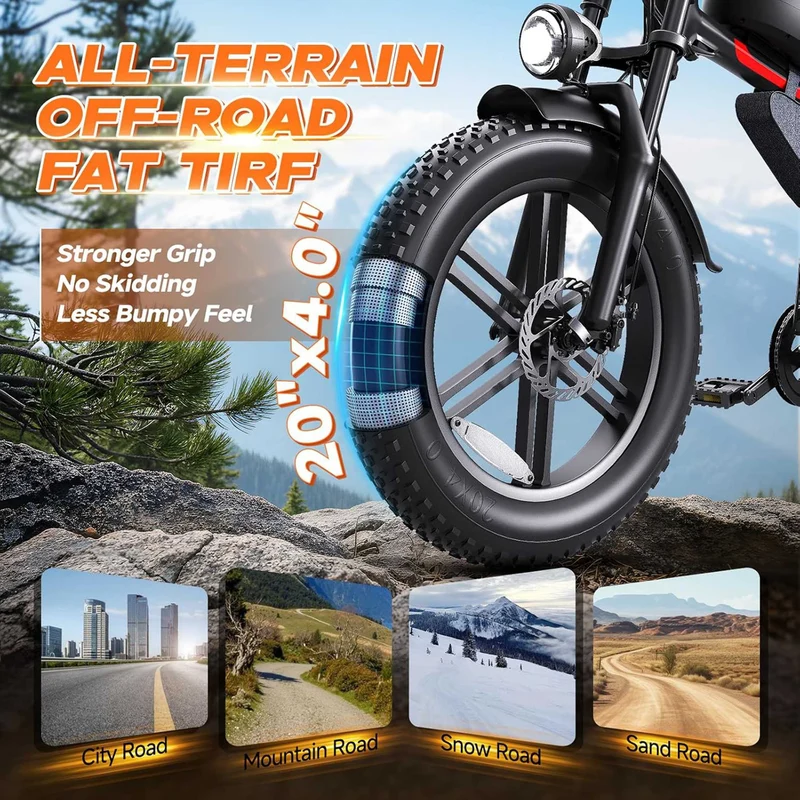 QNUT BK20 Fat Tire Electric Bike 48V 18A 1500W 28MPH UL2849 Certified