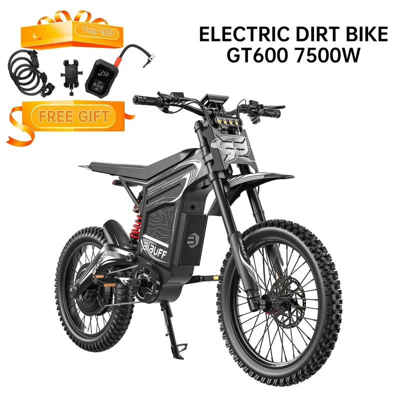50MPH Fast Electric Dirt Bike Bibuff GT600 72V 7500W 30AH for Sale