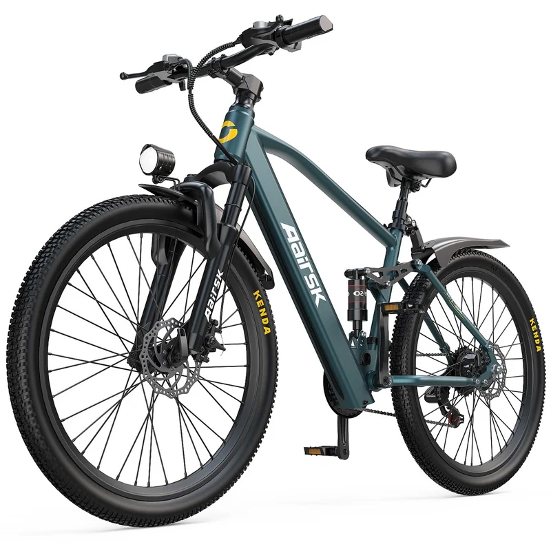 26“ Electric Mountain Bike Full Suspension 468WH 22MPH 40 Mile