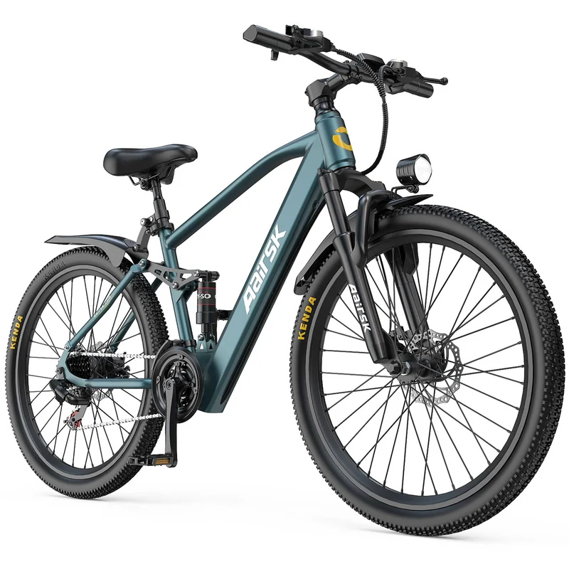 26“ Electric Mountain Bike Full Suspension 468WH 22MPH 40 Mile