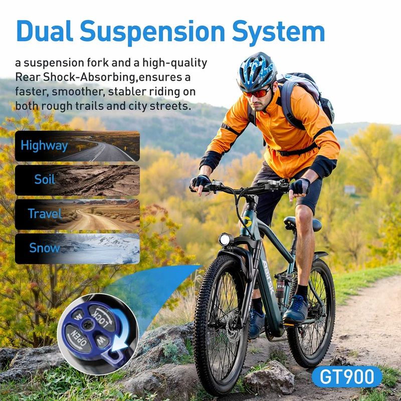 26“ Electric Mountain Bike Full Suspension 468WH 22MPH 40 Mile