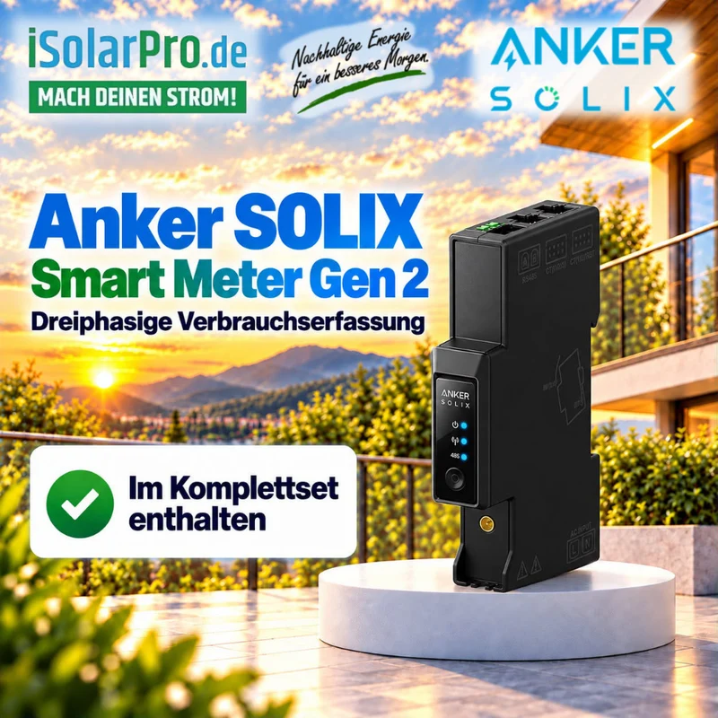 Anker SOLIX Smart Meter Gen 2 · 3-phasiger Energiemesser · 120 A · WLAN · Bluetooth · RS485 · für Solarbank 4 E5000 Pro
