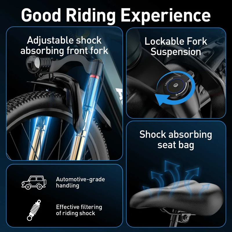 Electric Commuter Bike with Front Suspension 22mph for Adults