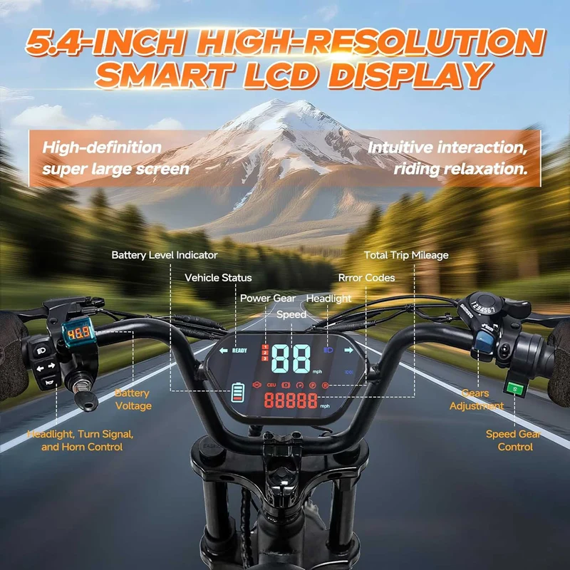 Fat Tire Electric Bike for Adults 1500W Peak 90-Mile Range