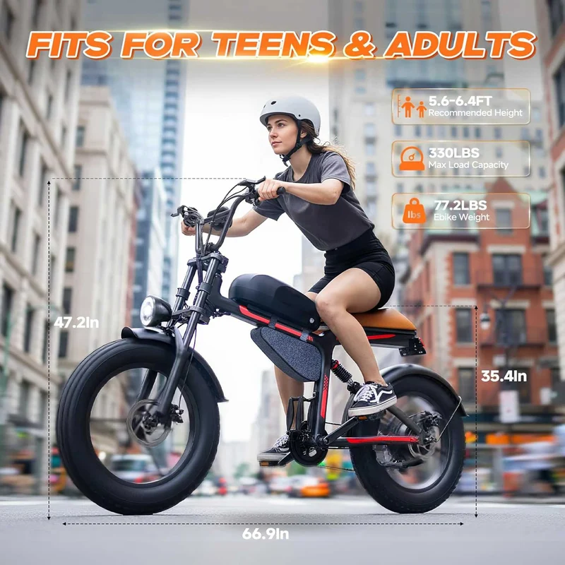 Fat Tire Electric Bike for Adults 1500W Peak 90-Mile Range