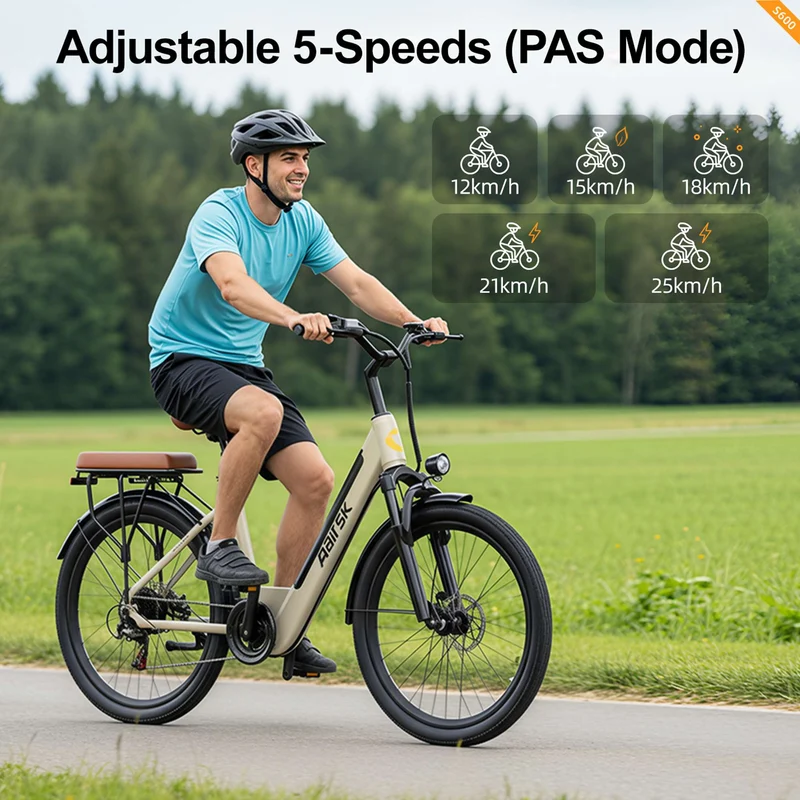 Electric City Bike for Adults, Removable Battery, NFC Lock, Rear Rack