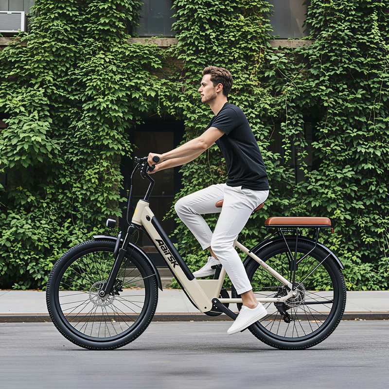 Electric City Bike for Adults, Removable Battery, NFC Lock, Rear Rack