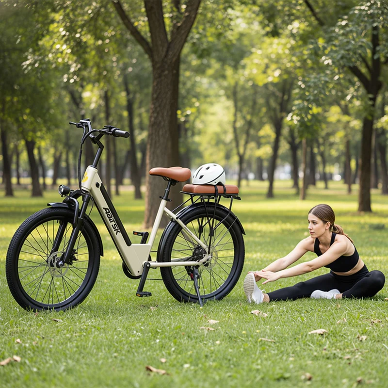 Electric City Bike for Adults, Removable Battery, NFC Lock, Rear Rack