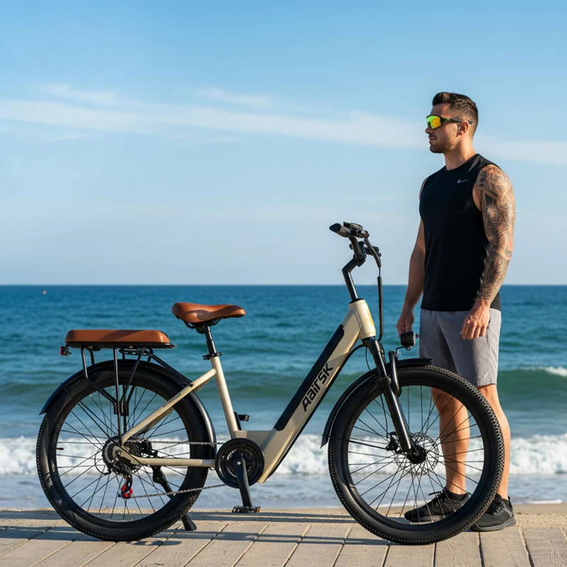 Electric City Bike for Adults, Removable Battery, NFC Lock, Rear Rack