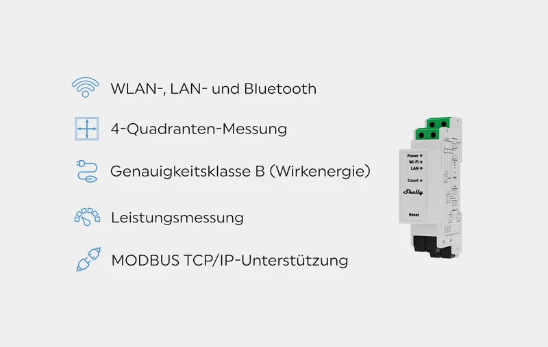 Shelly Pro 3EM 3x 120A Inkl. 3 CT Klemmen, Stromverbrauchsmessgerät, Energiemessgerät, Smartmeter, Stromzähler