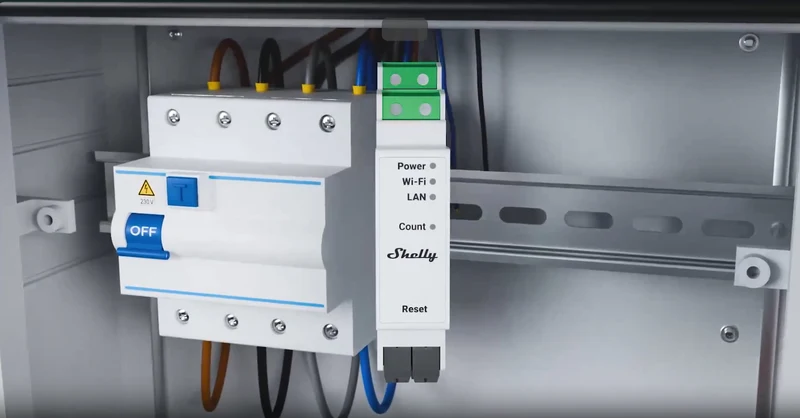 Shelly Pro 3EM 3x 120A Inkl. 3 CT Klemmen, Stromverbrauchsmessgerät, Energiemessgerät, Smartmeter, Stromzähler