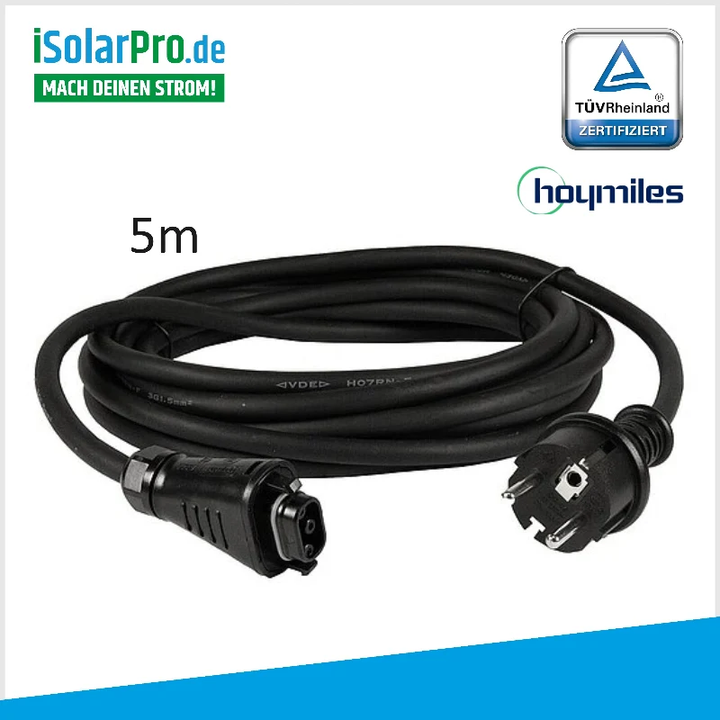 Anschlusskabel 5 Meter mit HMS Steckverbinder für Hoymiles HMS-Serie Mikrowechselrichter Schuko Stecker