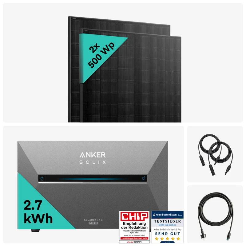 Yuma x Anker - 1000W Balkonkraftwerk mit SOLIX Solarbank 3 PRO