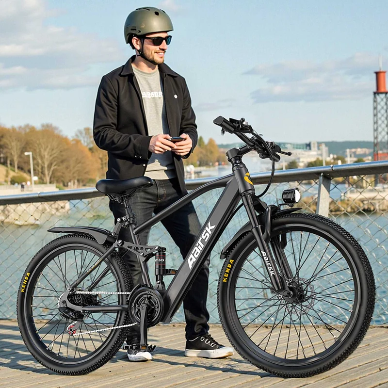 Adult Mountain E-Bike: 468WH 250W 26" Full Suspension CE