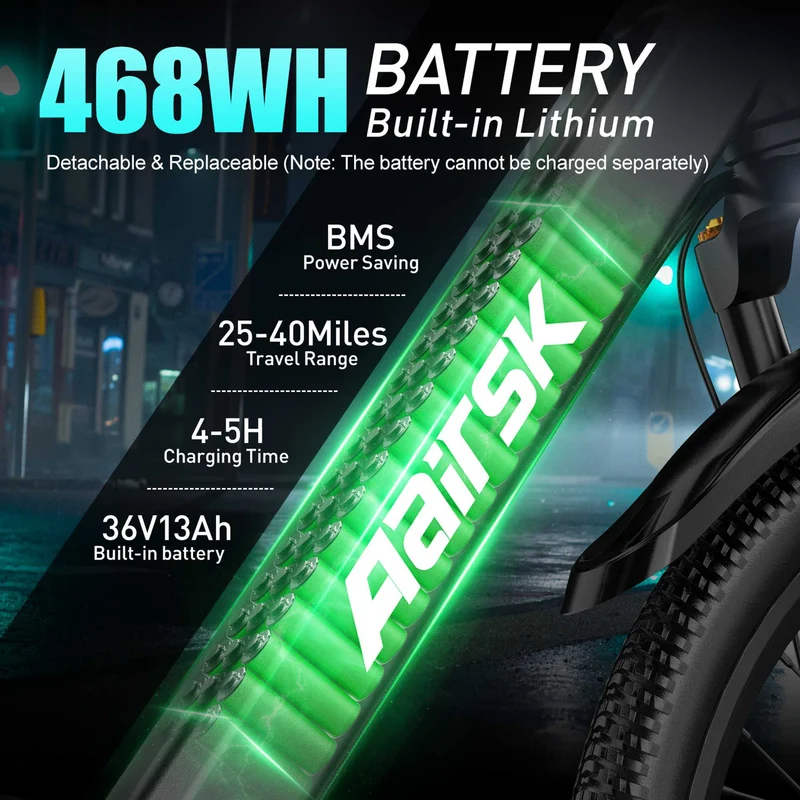 Adult Electric Bike, 24" Wheels with Dual Suspension - All-Terrain E-Bike