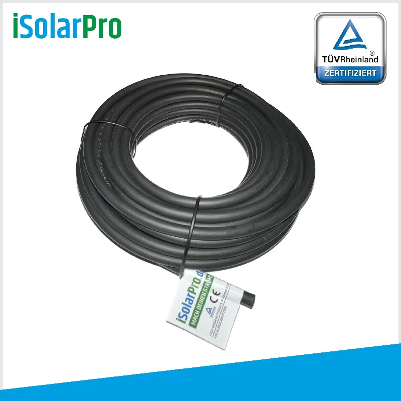 10m ISOLARPRO Solarkabel 4 mm² Photovoltaik Kabel für PV Anlagen schwarz