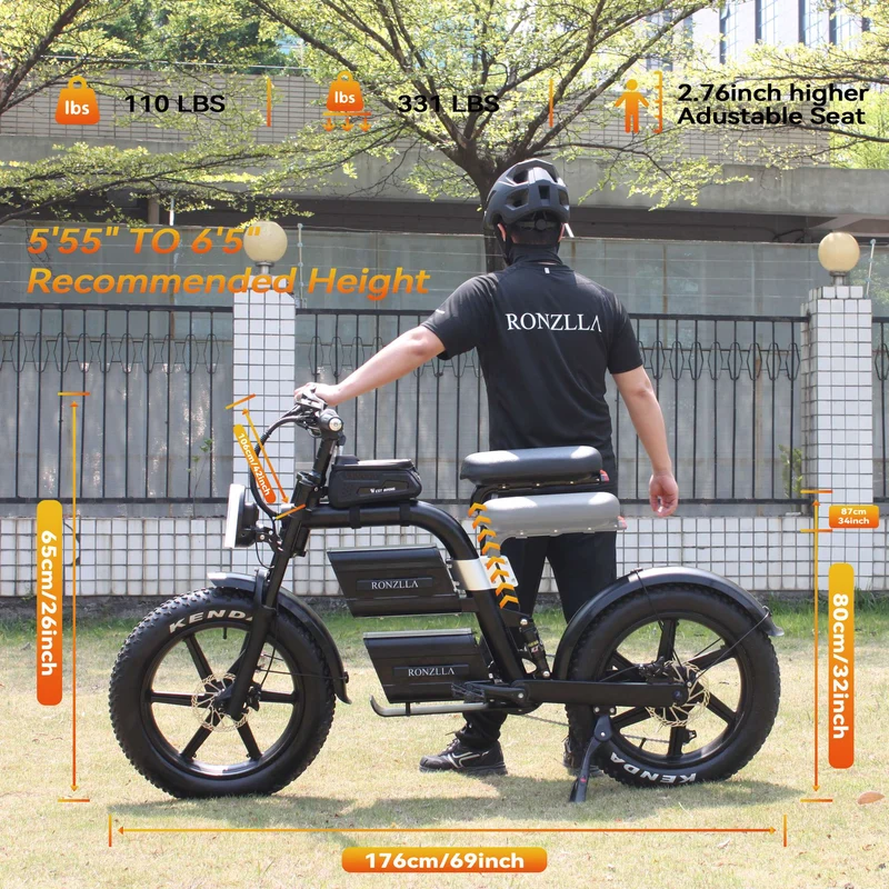 Electric Dirt Bike 40mph 93 Miles Long Range RONZLLA e20 plus