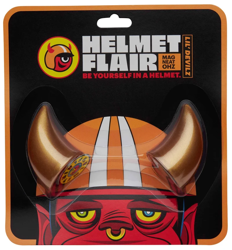 Helmet Flair MagNeatOhz: Small Gold Devil Horns for Helmet