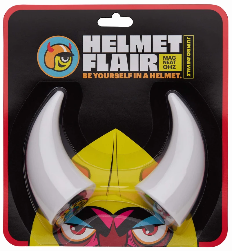 Helmet Flair MagNeatOhz: Large White Devil Horns for Helmet