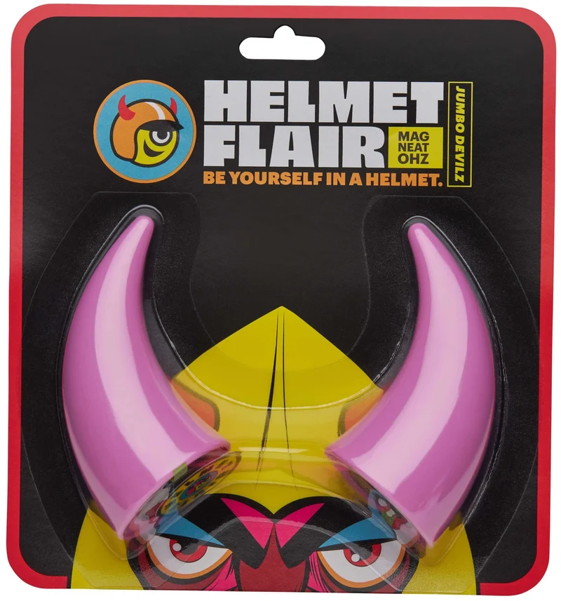 Helmet Flair MagNeatOhz: Large Pink Devil Horns for Helmet