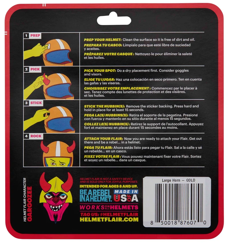 Helmet Flair MagNeatOhz: Large Gold Devil Horns for Helmet
