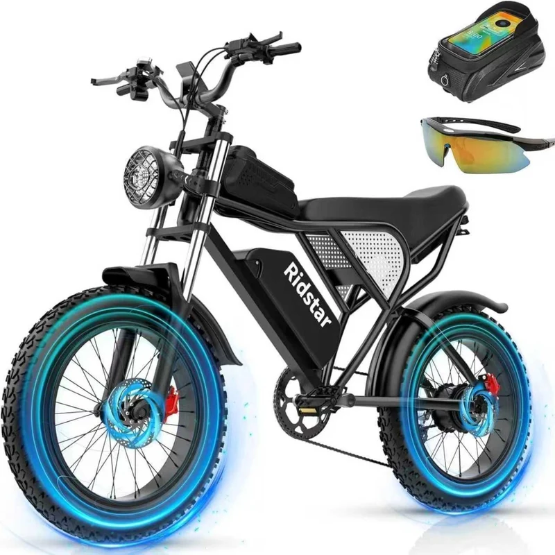 RIDSTAR Q20 20" Fat Tires Elektrofahrrad 1000W Motor 48V 20Ah Batterie